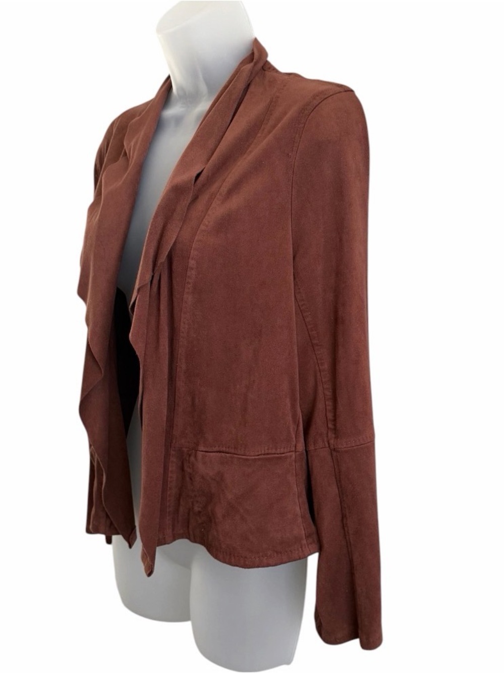 Max Studio Rust Open-Front Draped Cardigan - Picture 3 of 8